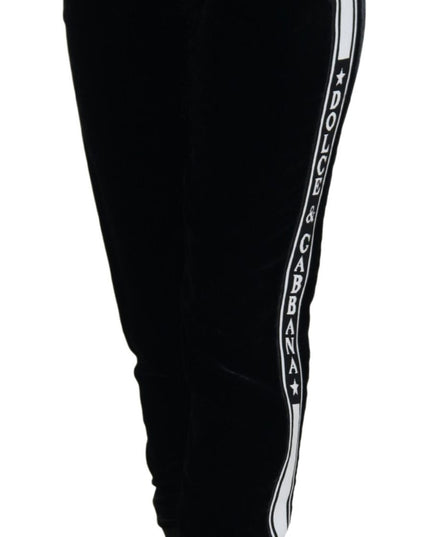 Dolce & Gabbana Black DG Logo Velvet Trouser Pants