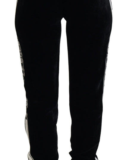 Dolce & Gabbana Black DG Logo Velvet Trouser Pants