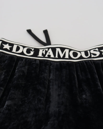 Dolce & Gabbana Black DG Logo Velvet Trouser Pants