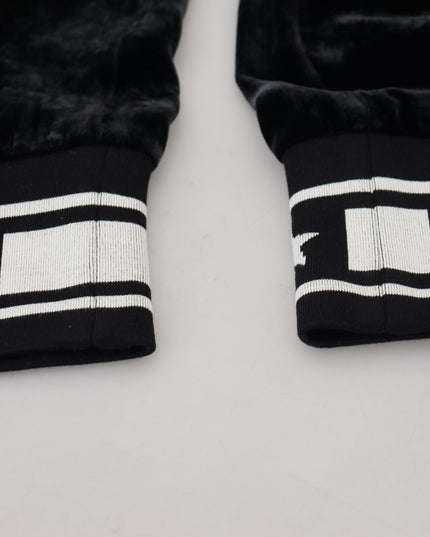 Dolce & Gabbana Black DG Logo Velvet Trouser Pants