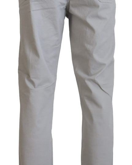 Jeckerson Gray Cotton Tapered Men Casual Pants