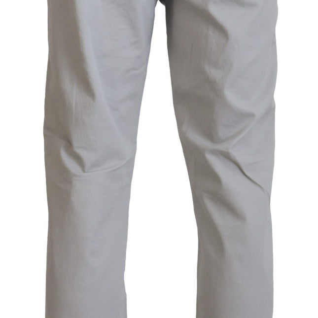 Jeckerson Gray Cotton Tapered Men Casual Pants