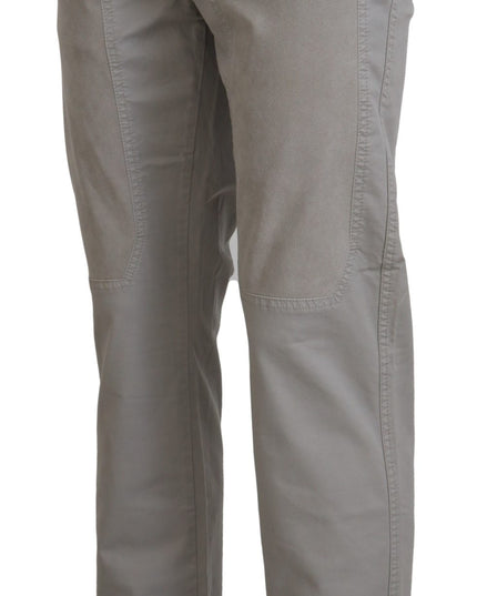 Jeckerson Gray Cotton Tapered Men Casual Pants