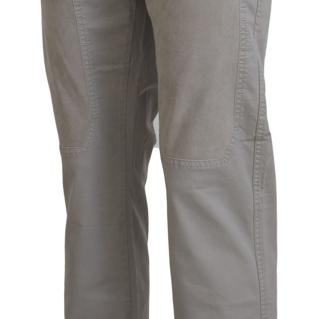 Jeckerson Gray Cotton Tapered Men Casual Pants
