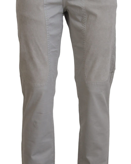 Jeckerson Gray Cotton Tapered Men Casual Pants