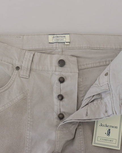 Jeckerson Gray Cotton Tapered Men Casual Pants