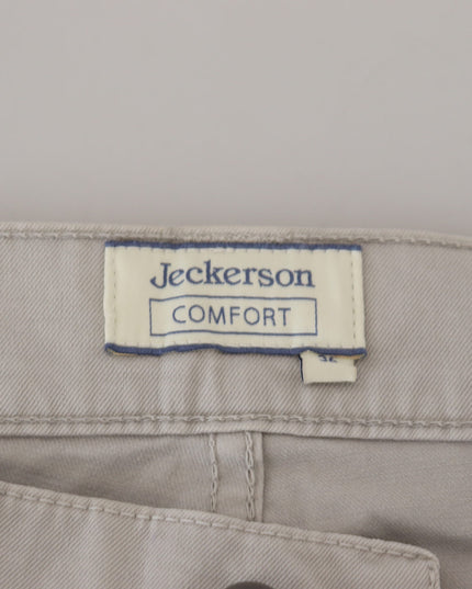 Jeckerson Gray Cotton Tapered Men Casual Pants