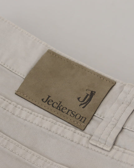 Jeckerson Gray Cotton Tapered Men Casual Pants