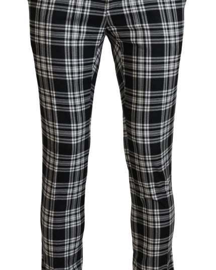 BENCIVENGA Black Checkered Cotton Men Casual Pants