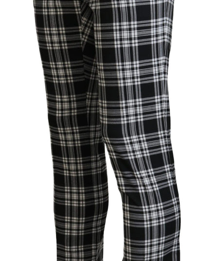 BENCIVENGA Black Checkered Cotton Men Casual Pants