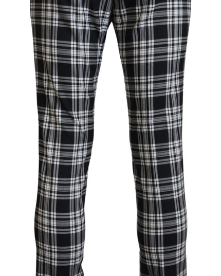BENCIVENGA Black Checkered Cotton Men Casual Pants
