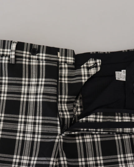 BENCIVENGA Black Checkered Cotton Men Casual Pants