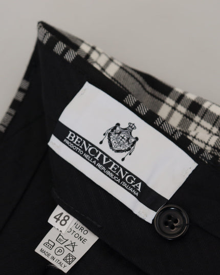 BENCIVENGA Black Checkered Cotton Men Casual Pants