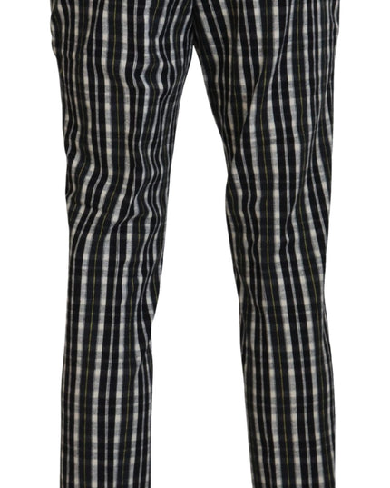 BENCIVENGA Black Checkered Cotton Casual Pants