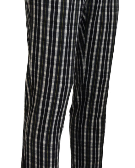 BENCIVENGA Black Checkered Cotton Casual Pants