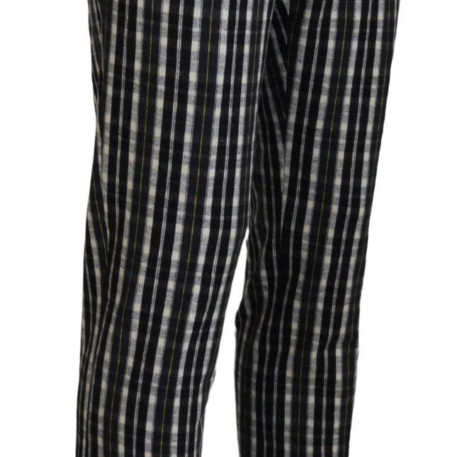 BENCIVENGA Black Checkered Cotton Casual Pants