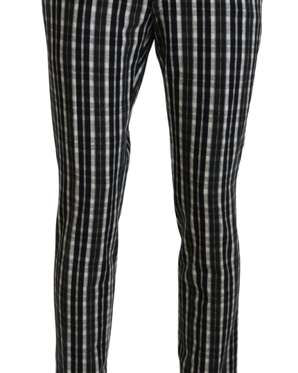 BENCIVENGA Black Checkered Cotton Casual Pants