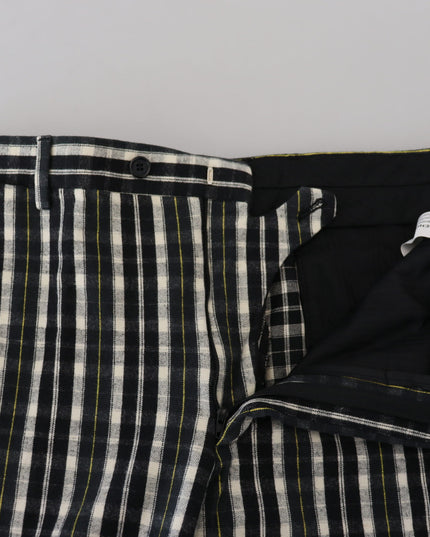 BENCIVENGA Black Checkered Cotton Casual Pants