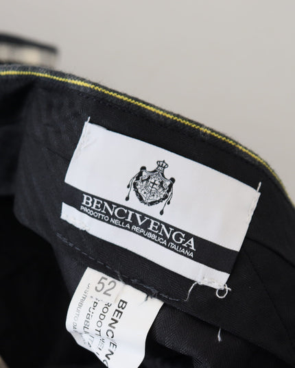 BENCIVENGA Black Checkered Cotton Casual Pants