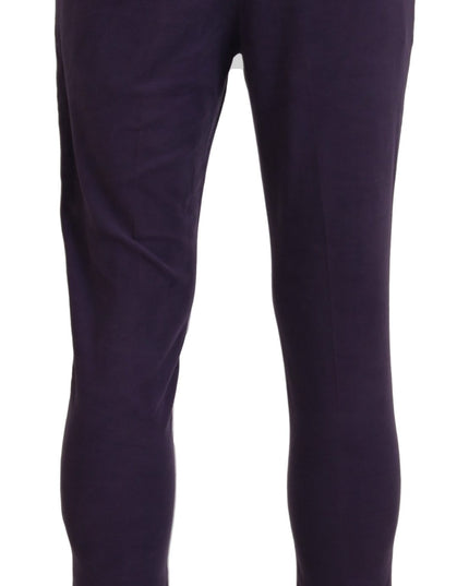 BENCIVENGA Purple Pure Cotton Tapered Mens Pants