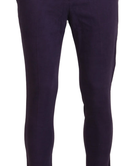 BENCIVENGA Purple Pure Cotton Tapered Mens Pants