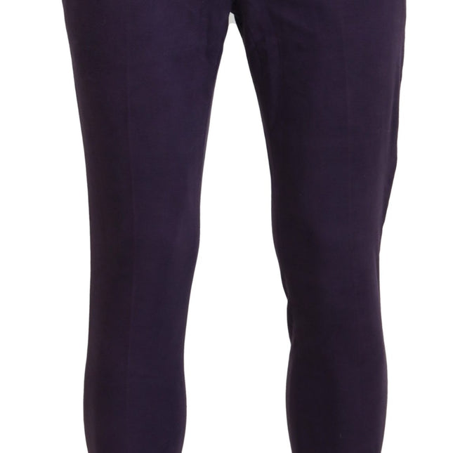 BENCIVENGA Purple Pure Cotton Tapered Mens Pants