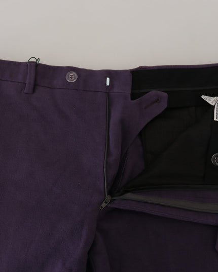 BENCIVENGA Purple Pure Cotton Tapered Mens Pants