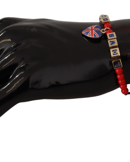 Dolce & Gabbana Red Blue Beaded DG LOVES LONDON Flag Branded Bracelet