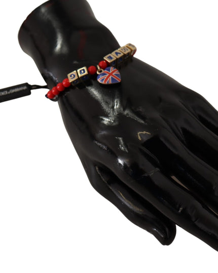 Dolce & Gabbana Red Blue Beaded DG LOVES LONDON Flag Branded Bracelet