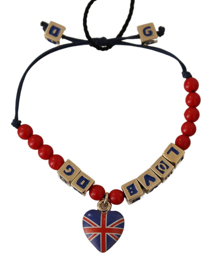 Dolce & Gabbana Red Blue Beaded DG LOVES LONDON Flag Branded Bracelet