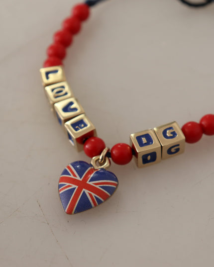 Dolce & Gabbana Red Blue Beaded DG LOVES LONDON Flag Branded Bracelet