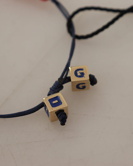 Dolce & Gabbana Red Blue Beaded DG LOVES LONDON Flag Branded Bracelet