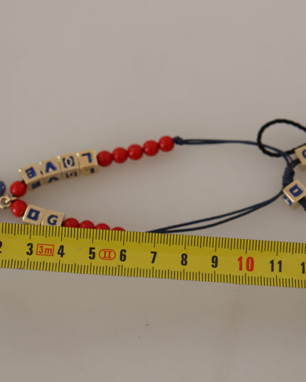 Dolce & Gabbana Red Blue Beaded DG LOVES LONDON Flag Branded Bracelet