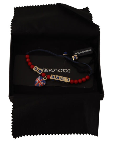 Dolce & Gabbana Red Blue Beaded DG LOVES LONDON Flag Branded Bracelet