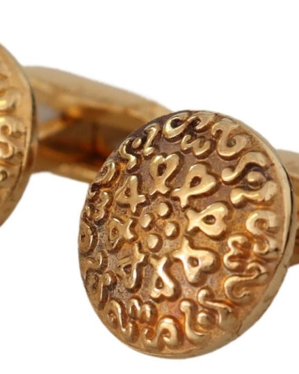 Dolce & Gabbana Gold Plated Brass Round Pin Men Cufflinks