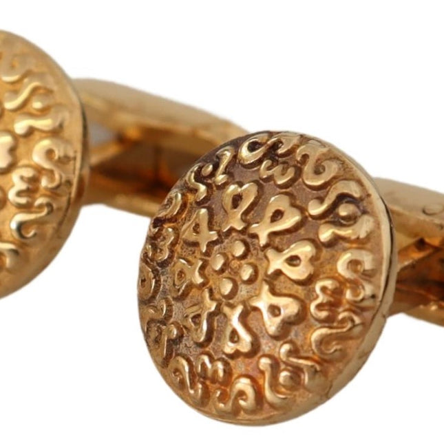 Dolce & Gabbana Gold Plated Brass Round Pin Men Cufflinks