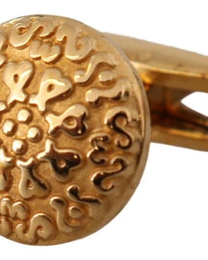 Dolce & Gabbana Gold Plated Brass Round Pin Men Cufflinks