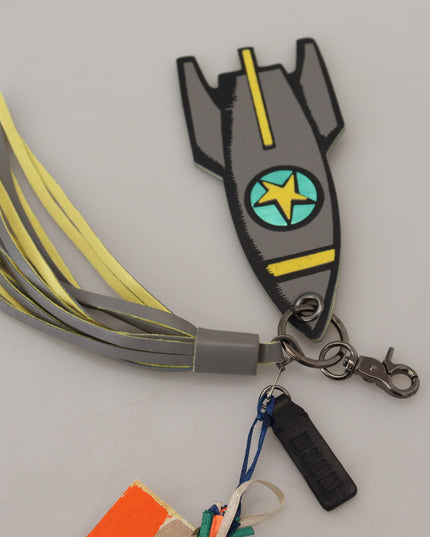 MSGM Multicolor Rocket Ship Silver Tone Metal Keychain