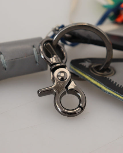 MSGM Multicolor Rocket Ship Silver Tone Metal Keychain