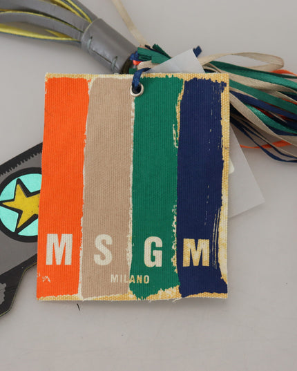 MSGM Multicolor Rocket Ship Silver Tone Metal Keychain