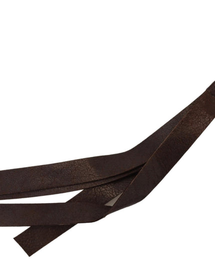 Costume National Brown Leather Silver Tone Metal Keyring Keychain