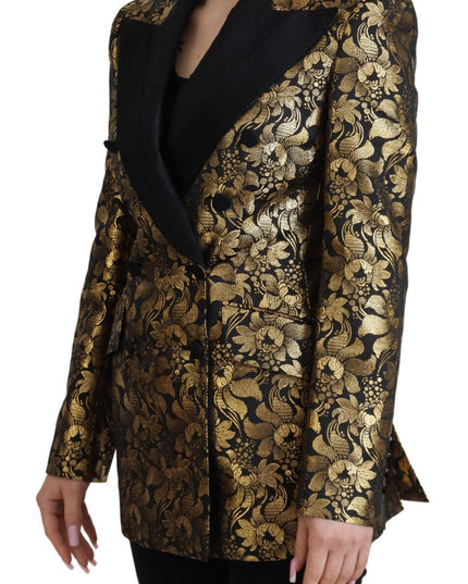 Dolce & Gabbana Black Gold Jacquard Coat Blazer Jacket