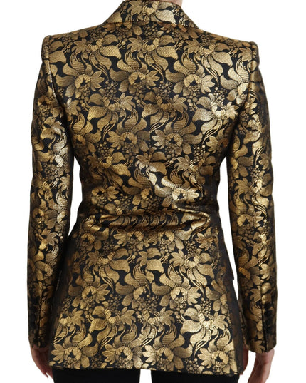 Dolce & Gabbana Black Gold Jacquard Coat Blazer Jacket