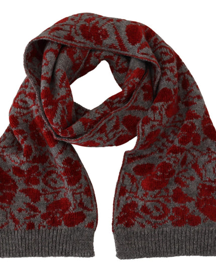 GF Ferre Red Grey Knitted Wrap Warmer Womens Shawl Scarf