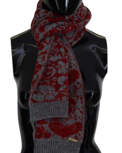 GF Ferre Red Grey Knitted Wrap Warmer Womens Shawl Scarf