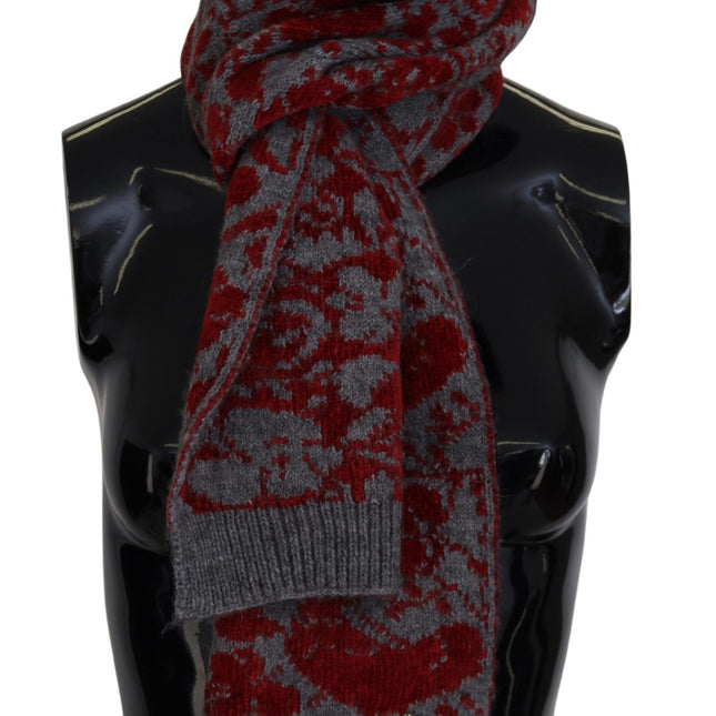 GF Ferre Red Grey Knitted Wrap Warmer Womens Shawl Scarf