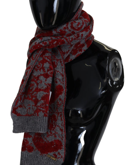 GF Ferre Red Grey Knitted Wrap Warmer Womens Shawl Scarf