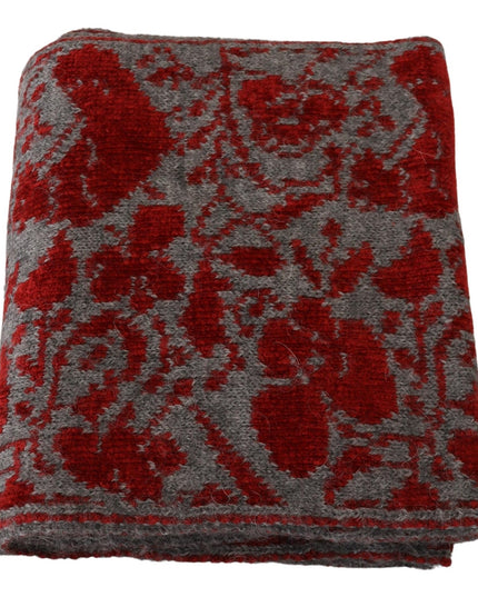 GF Ferre Red Grey Knitted Wrap Warmer Womens Shawl Scarf