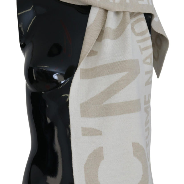 Costume National Beige White Logo Wrap Warmer Shawl Scarf