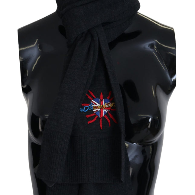 Dolce & Gabbana Black Sacred Heart #DGLovesLondon Wrap Scarf